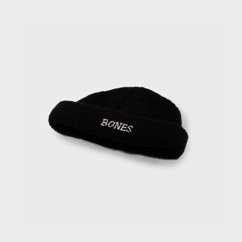 Durable canvas cap for rugged outdoor use -Black Bones - Docker Knit Beanie