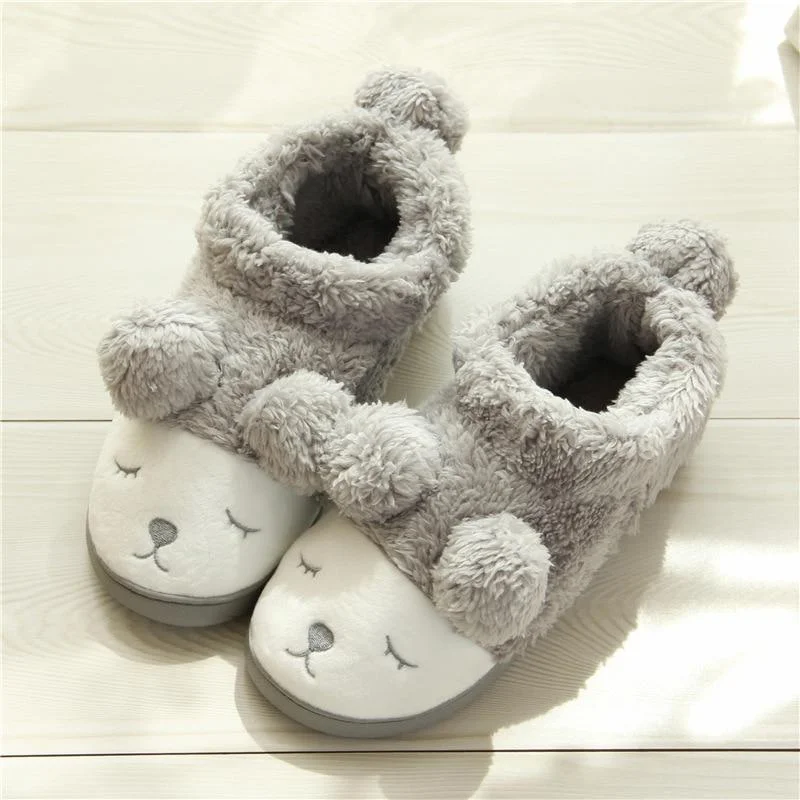 Women's Cute Squinted Sheep Cotton Bag-heeled Indoor House Slippers