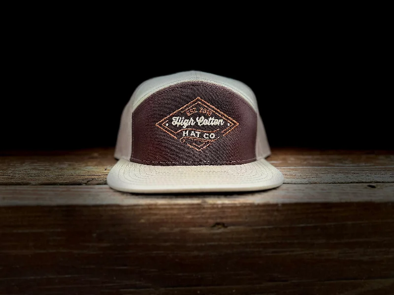 Premium snapback cap with embroidered artwork -Rusk Khaki