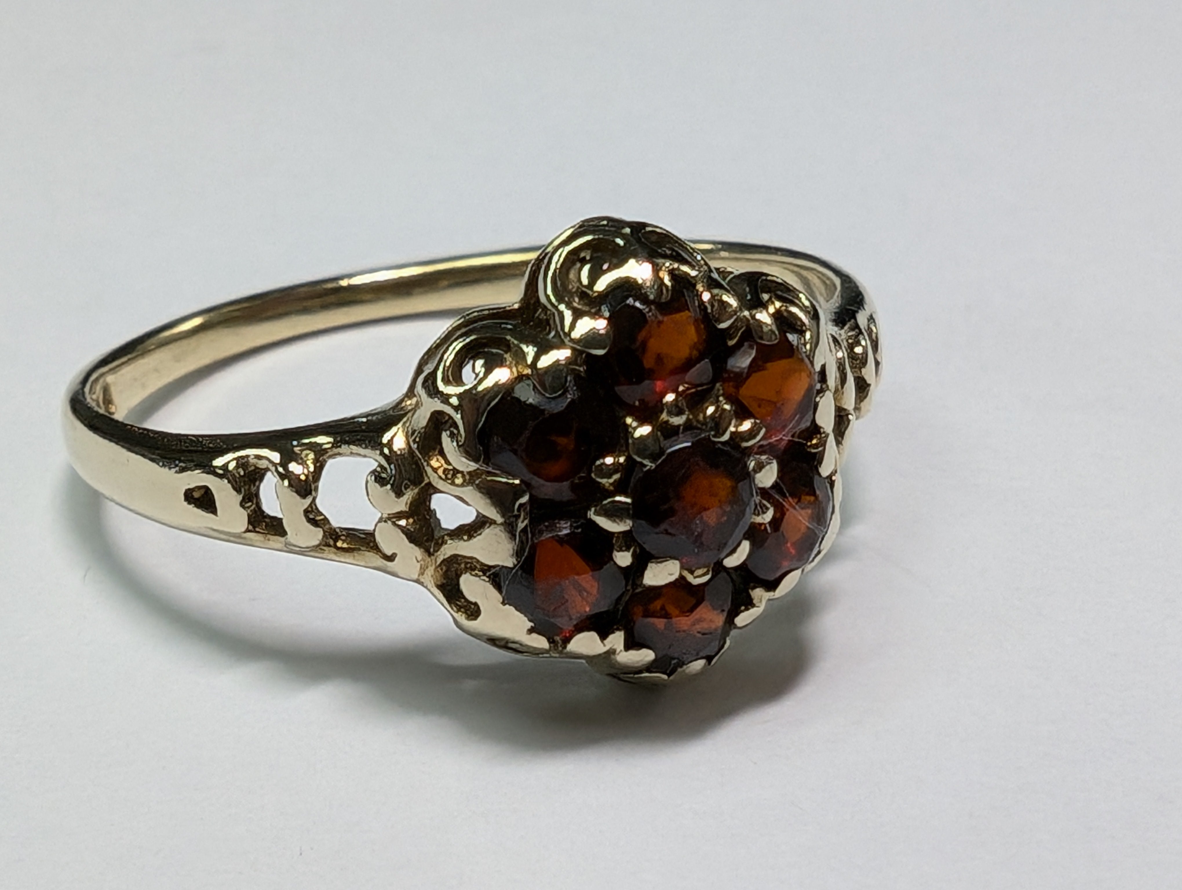 Rings with oxidized silver for antique appeal -9CT GOLD RING WITH RED STONES 1.57G SIZE M PRESTON  STORE