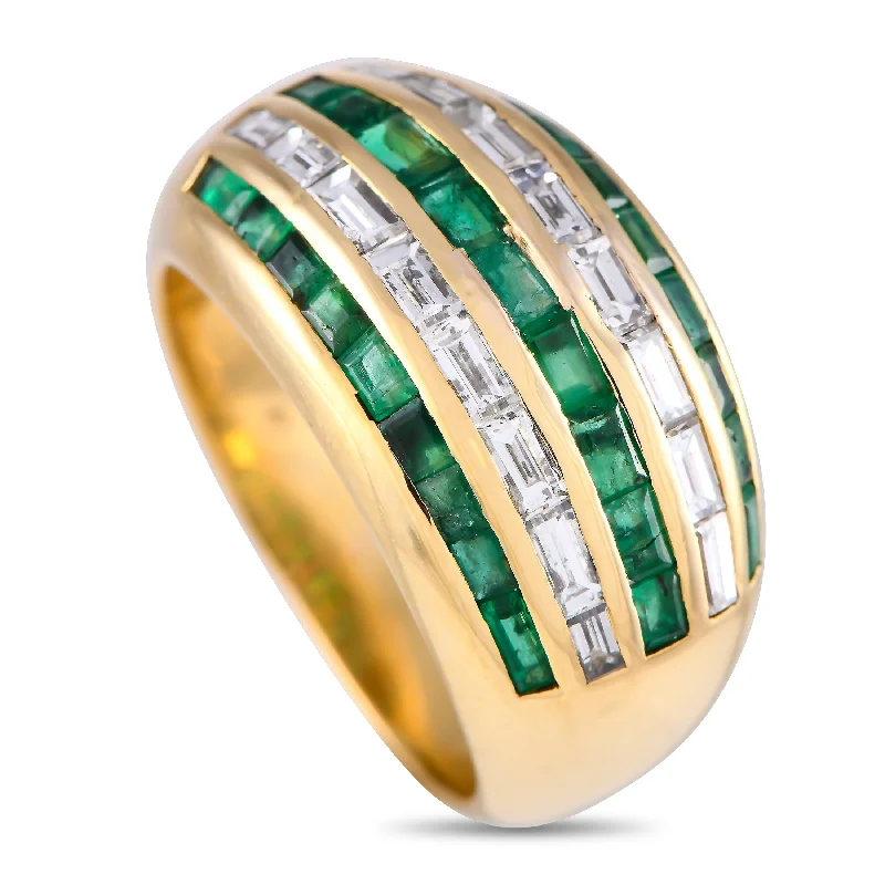 Rings with hammered silver for rustic appeal -LeVian 18K Yellow Gold 0.80ct Diamond and Emerald Ring LV05-093024