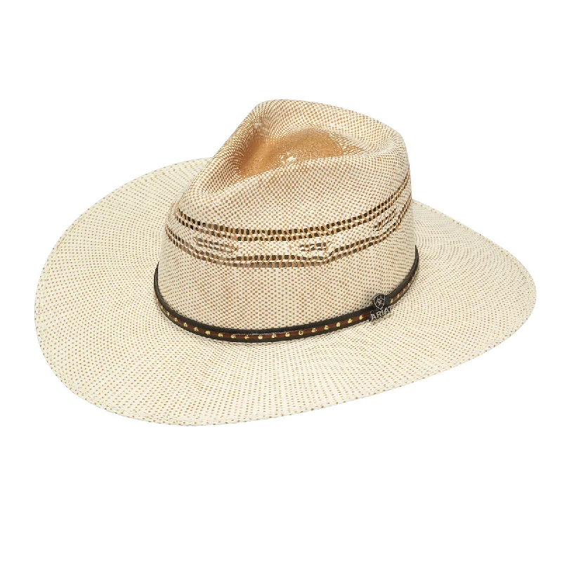 Durable dad cap for relaxed weekend outings -M&F Ariat Bangora Ivory/Tan Indiana Tear Drop Shantung Hat A73198