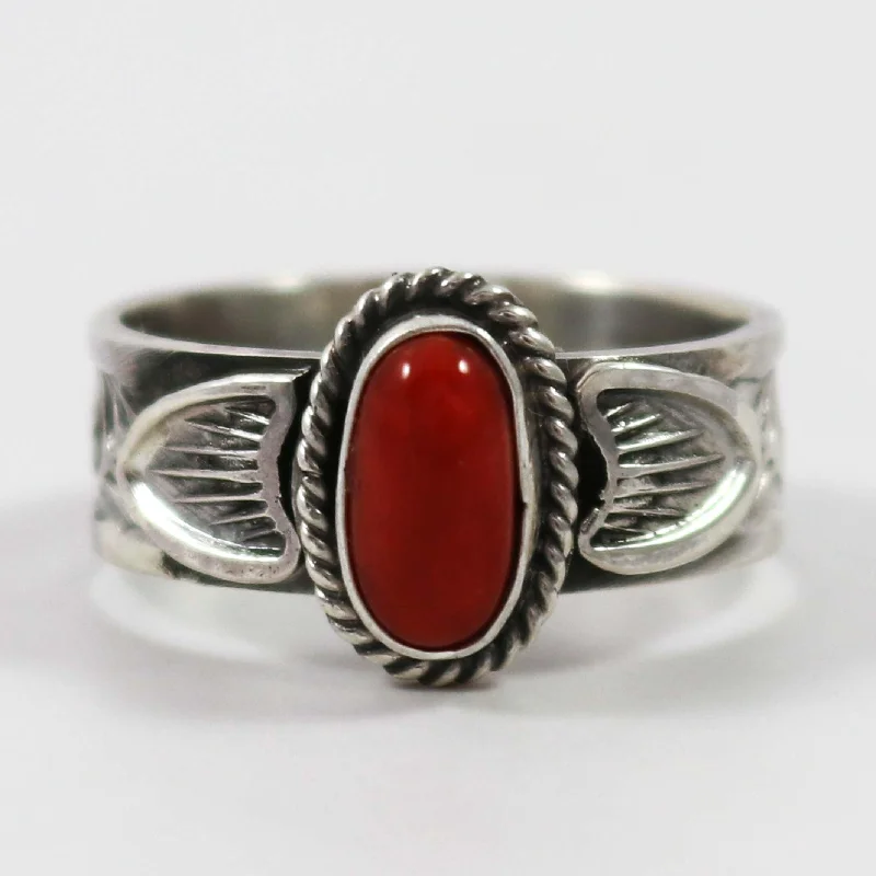 Rings with polished tourmaline for vibrant shine -Coral Ring