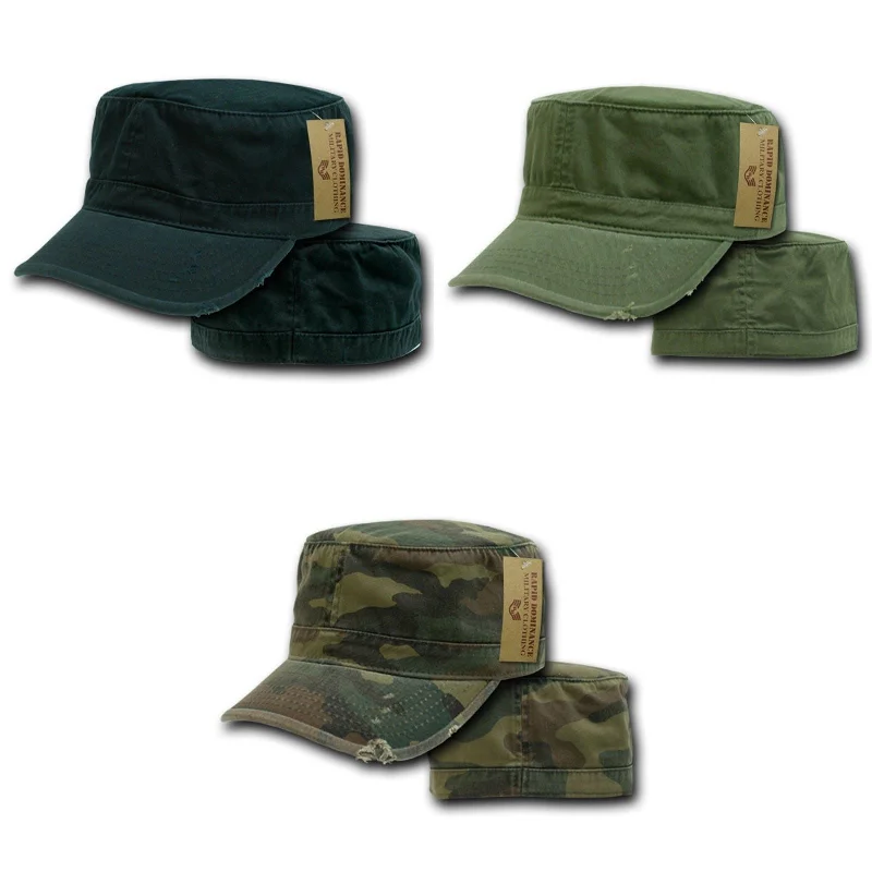 Washed denim cap for broken-in softness -1 Dozen Bdu Fatigue Distressed Cadet Patrol Military Fitted Caps Hats Wholesale Lots