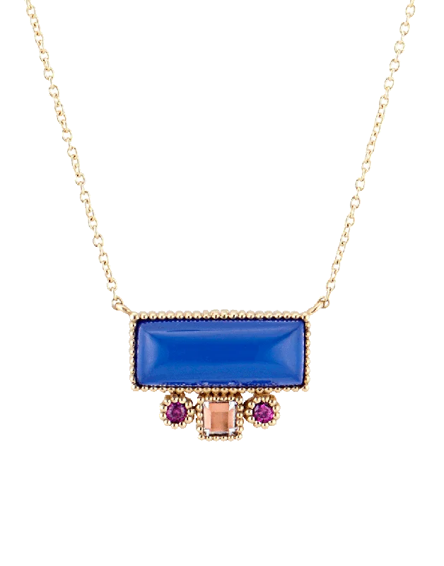 Cora Blue Baguette Pendant Necklace