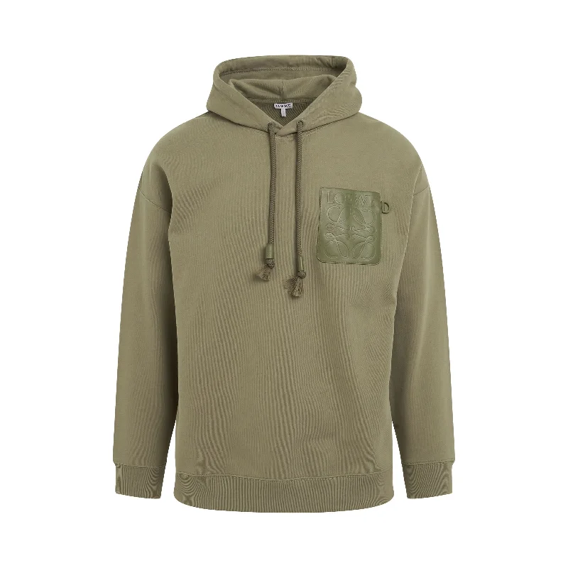 Weather-resistant backpack for extreme outdoor conditions -Anagram Patch Pocket Hoodie in Military Green