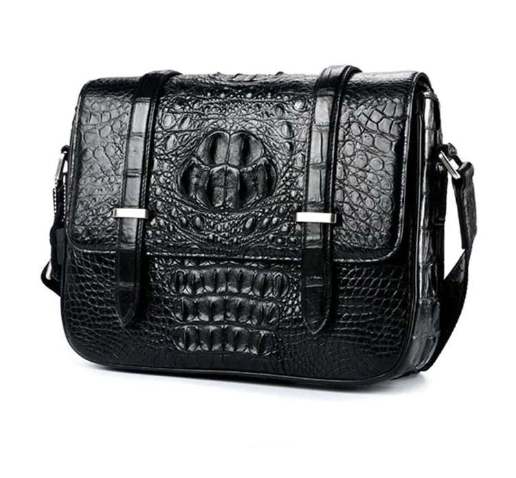 Men's Luxury Crocodile Satchel Genuine Leather Cross Body Messenger Bag