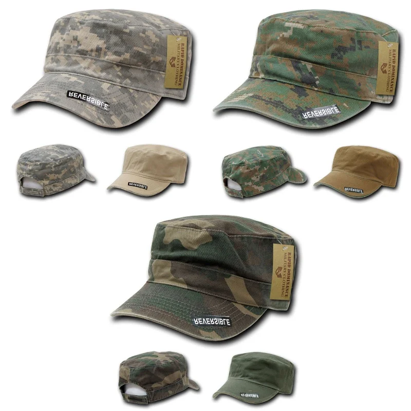 Mesh dad cap for ventilated hot days -1 Dozen Bdu Patrol Cadet Military Reversible Flat Camo Caps Hats Wholesale Lots