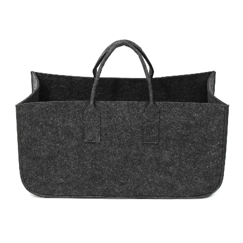 Felt Firewood Bag For Wood With Handles Grey Handy Storage Basket Rack