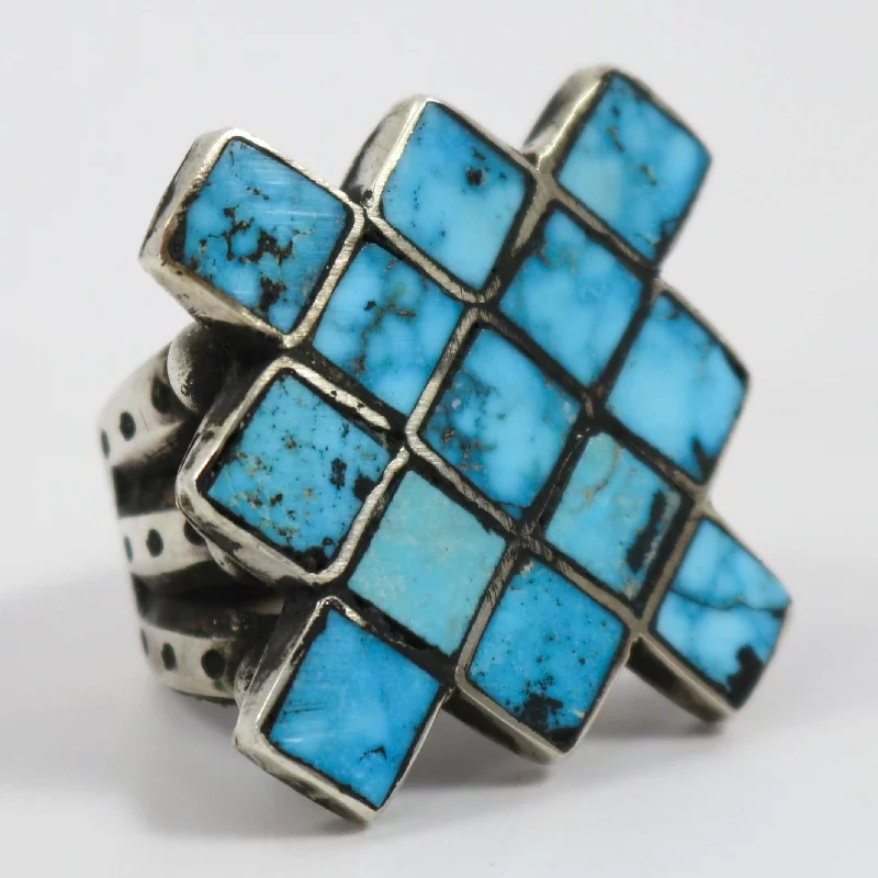 Rings with vine-wrapped bands for nature -Kingman Turquoise Ring