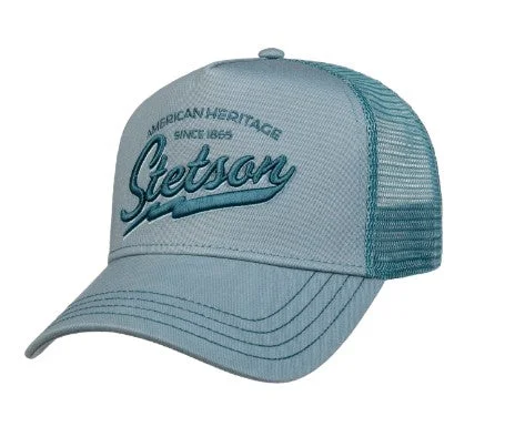 Black snapback cap for sharp modern looks -Stetson Trucker Cap 7751171 Dusty Blue