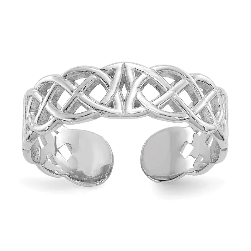 Rings with infinity loops for timeless love -Celtic Knot Toe Ring in 14 Karat White Gold