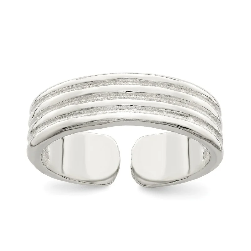 Rings with wave patterns for ocean vibes -4mm Sterling Silver Toe Ring