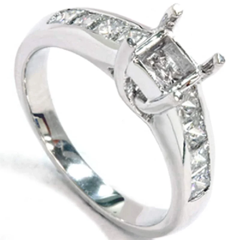 Rings with double bands for modern twist -1ct Princess Cut Diamond Cathedral Engagement Ring Setting