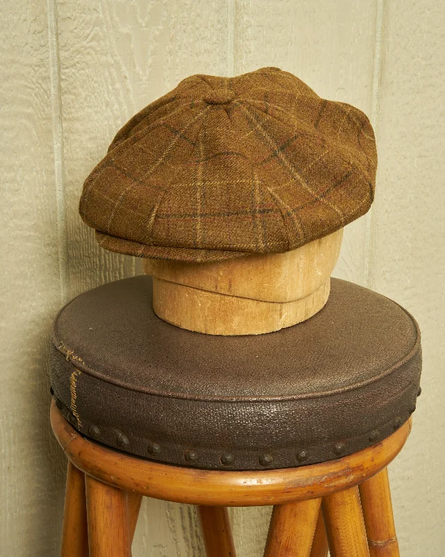 Fitted cap for snug personalized fit -Apple Jack Cap in Russet Plaid Wool