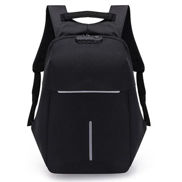 Travel backpack with built-in USB charging port -Small Fashion Anti Theft 15" Laptop Backpack With USB Charging and TSA Lock