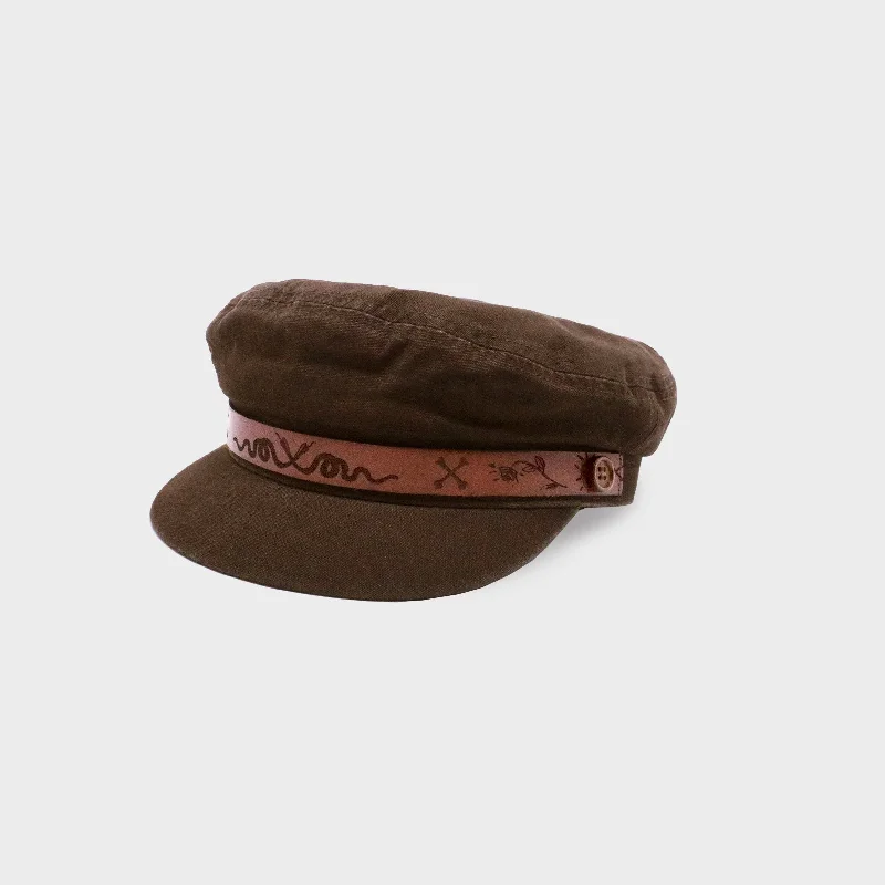 Adjustable strap cap for custom size comfort -The Raskal Captain Hat - Hot Choc