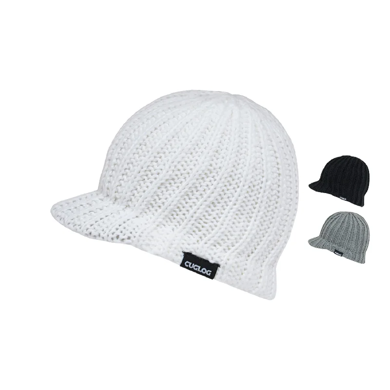 Fitted snapback cap for modern tight fit -Cuglog K001 Annapurna Ribbed Knit Beanies Hats Hybricap Sweater Ski Visor Caps