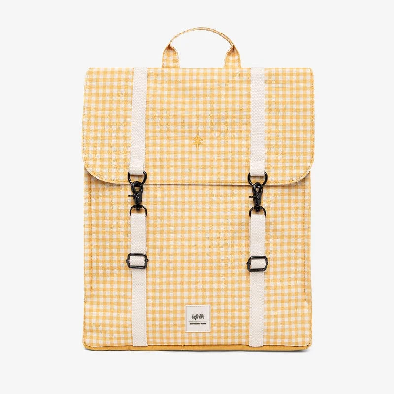 Quilted fabric backpack for chic everyday carry -Handy Backpack Vichy Mustard