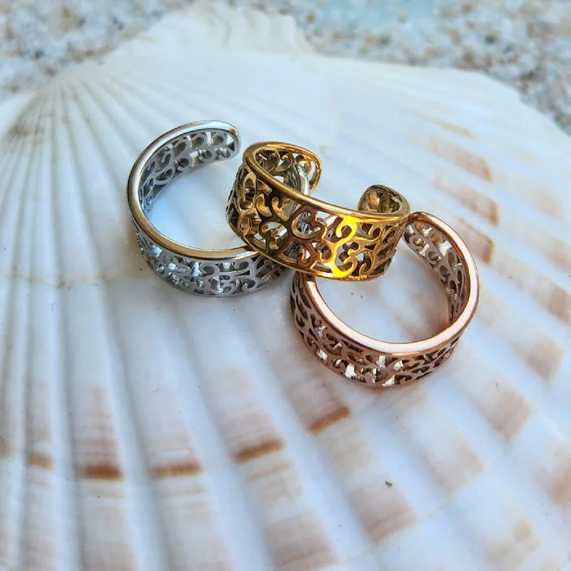 Rings with oxidized bands for vintage edge -SUMMER SANDS   -  ROSE GOLD / GOLD & SILVER WATERPROOF TOE RINGS