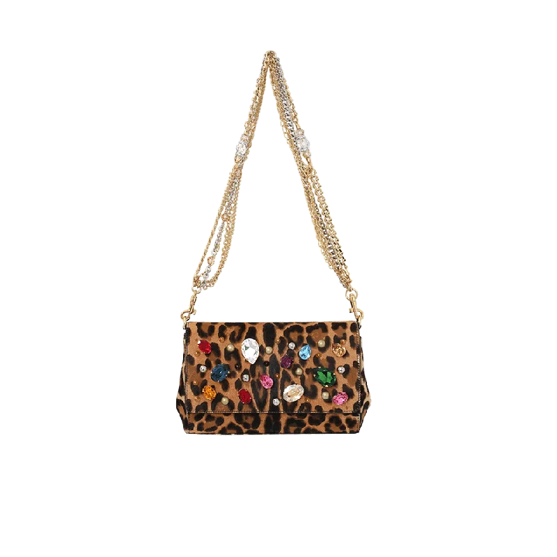 Leopard Print Jeweled Bag