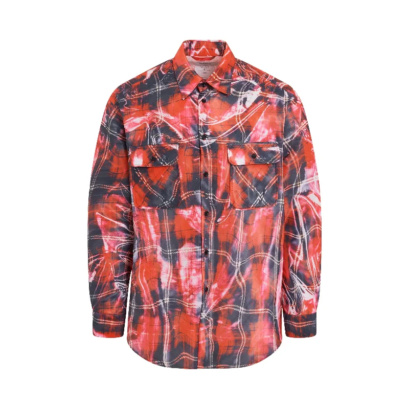 Casual minimalist backpack for simple daily carry -Mirage Printed Checked Shirt in Red