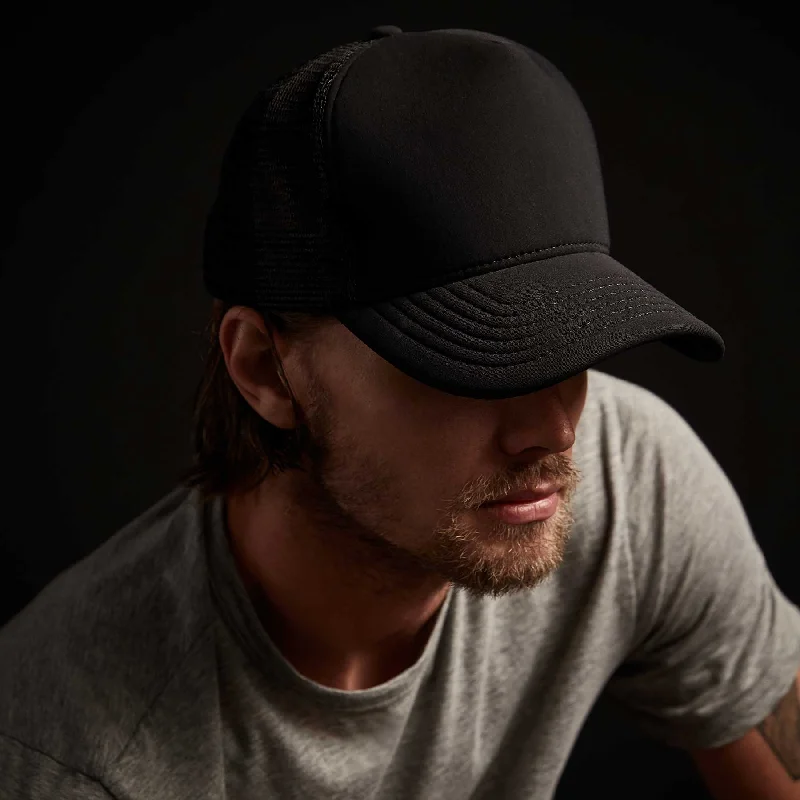 Stylish snapback cap for urban street style -Scuba Trucker Hat - Black