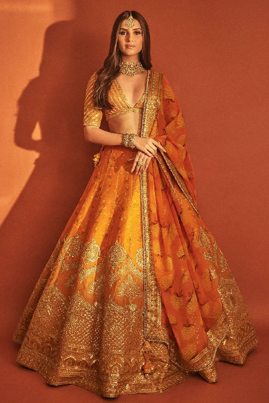 Rust Narangi-Bagh  Lehenga