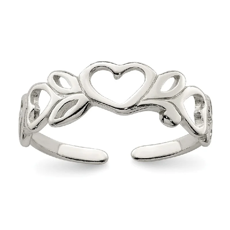 Rings with oxidized silver for antique appeal -Sterling Silver Heart Toe Ring