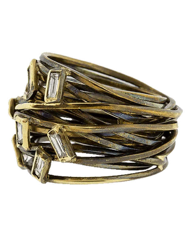 Baguette Diamond Wire Wrap Ring