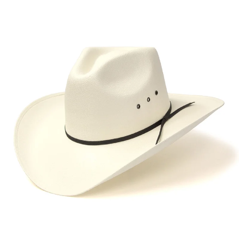 Neon trucker cap for high-visibility safety -Western Express CA-3E Pinch Front White Straw Hat