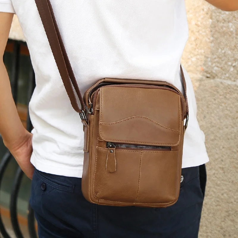 Men's Casual Genuine Leather No Logo Cross Body Style Messenger Bags