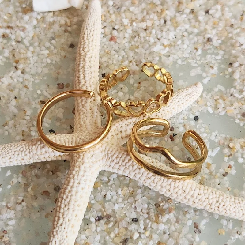 Rings with adjustable bands for perfect fit -SET OF 3 / BOHO TOE RING - CHOICE OF ROSE GOLD / GOLD & SILVER