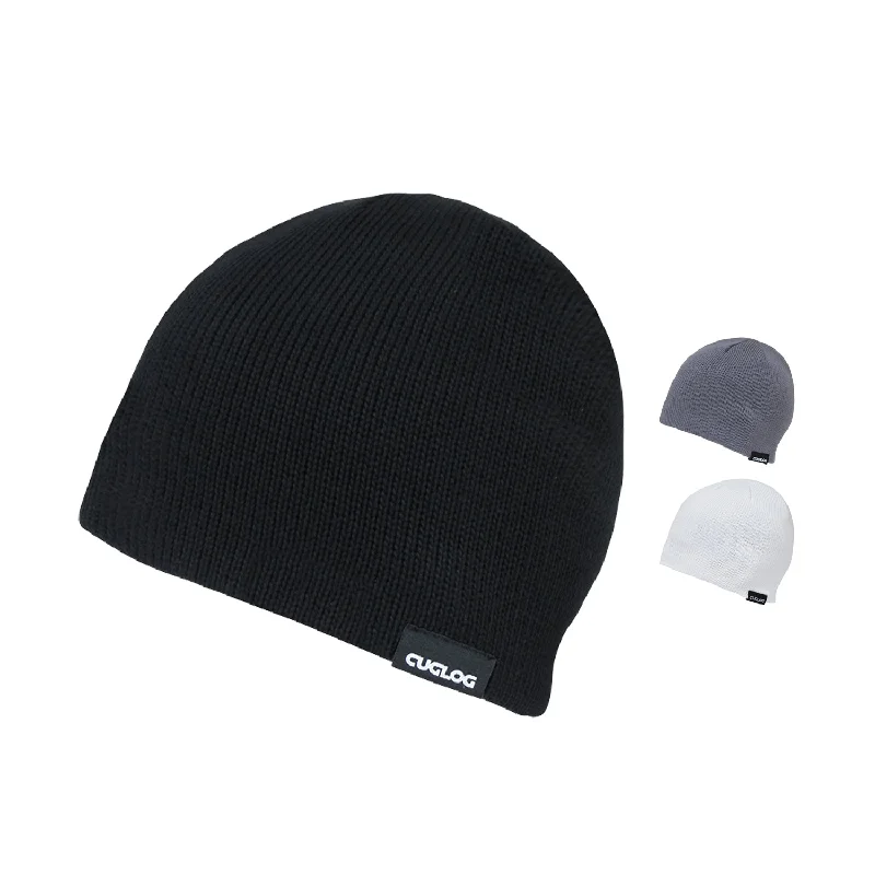 Black snapback cap for sharp modern looks -Cuglog K009 Lhotse Sweater Ribbed Knit Beanies Hats Winter Ski Skull Caps