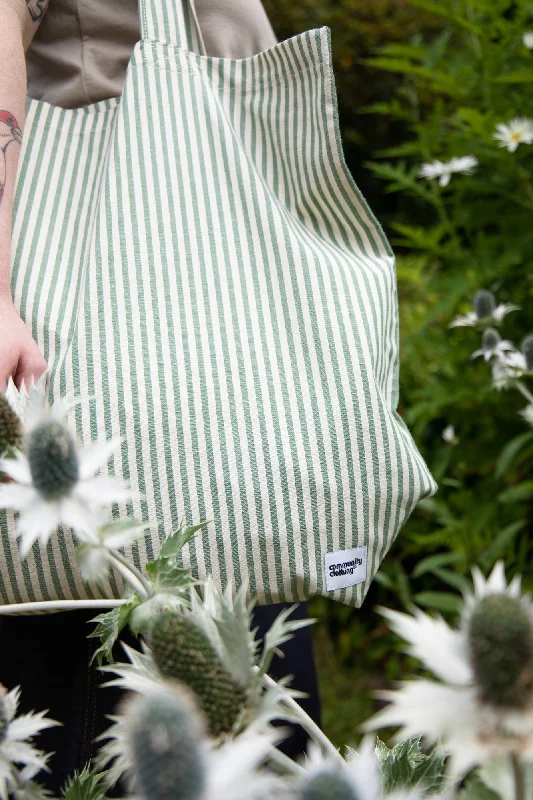 The Quarry Bank Stripe Tote Bag - Green/White