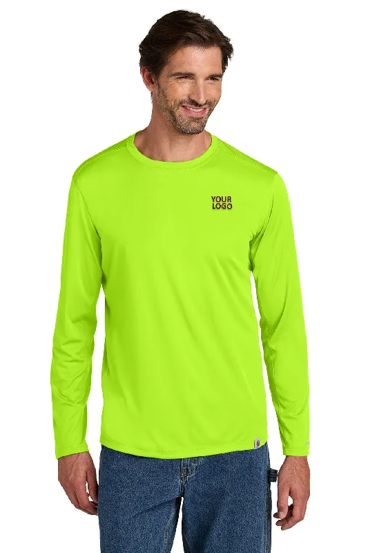 Premium backpack with lifetime warranty guarantee -Carhartt Force Sun Defender Long Sleeve Custom T-Shirts, Brite Lime