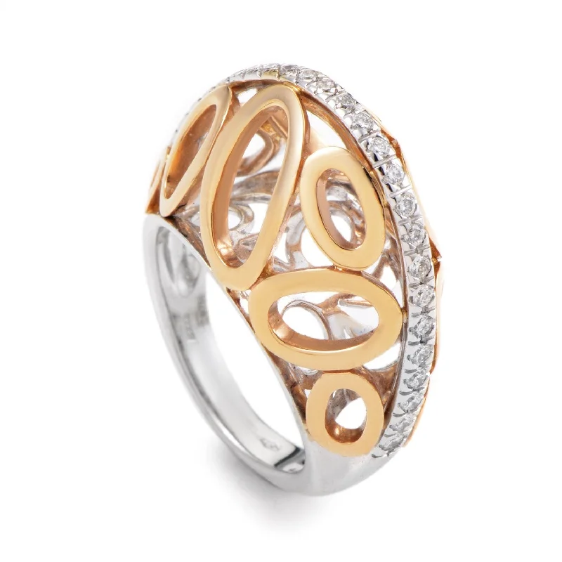 Rings with branch-inspired bands for organic -Oro Trend Yellow and White Gold 0.40 ct Diamond Ring Size 7