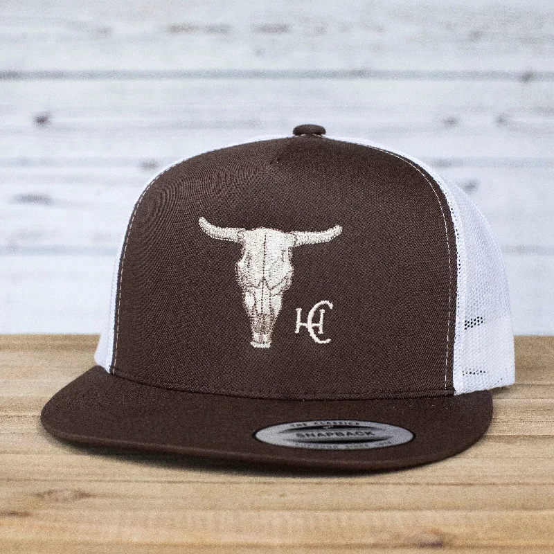 Adjustable snapback cap for easy fit tweaks -Cow Skull Flat Bill