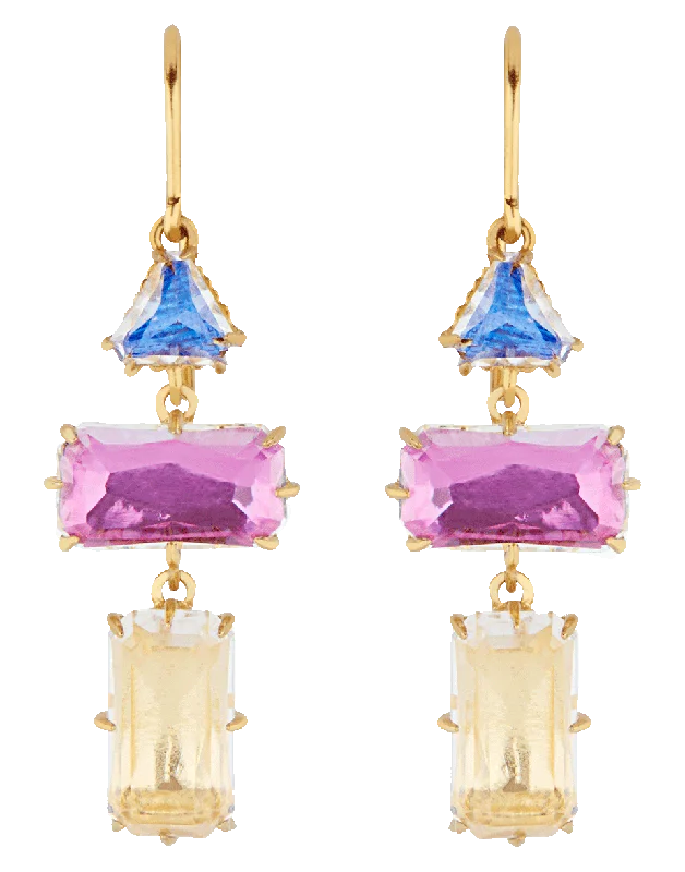 Caterina Baguette 3 Drop Earrings