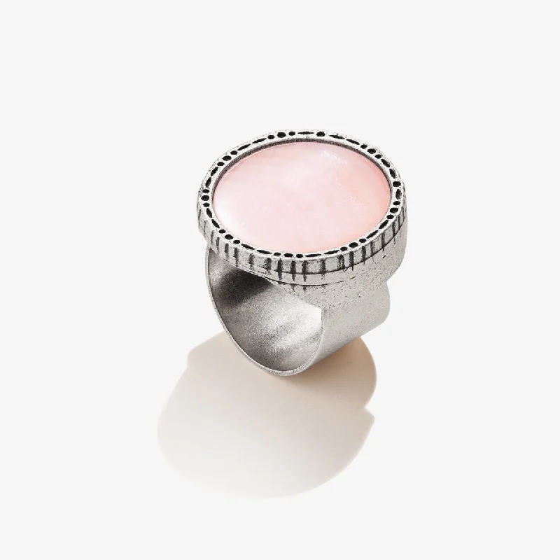 Rings with knot motifs for symbolic love -Pink Mussel Cocktail Ring