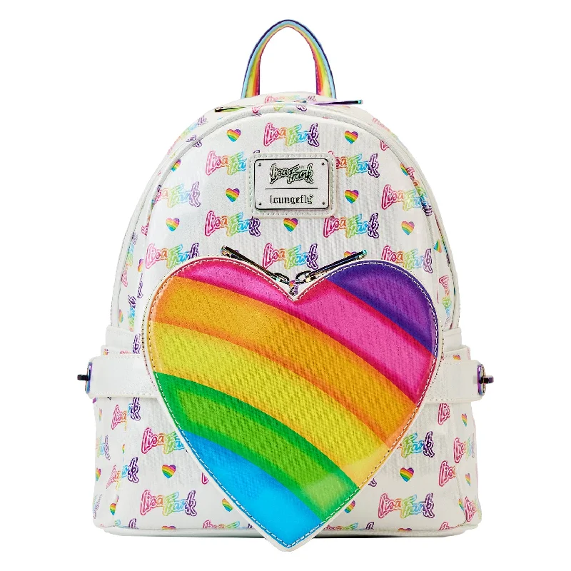 Hydration-compatible backpack for marathon running events -Loungefly Lisa Frank Rainbow Heart Mini Backpack with Waist Bag