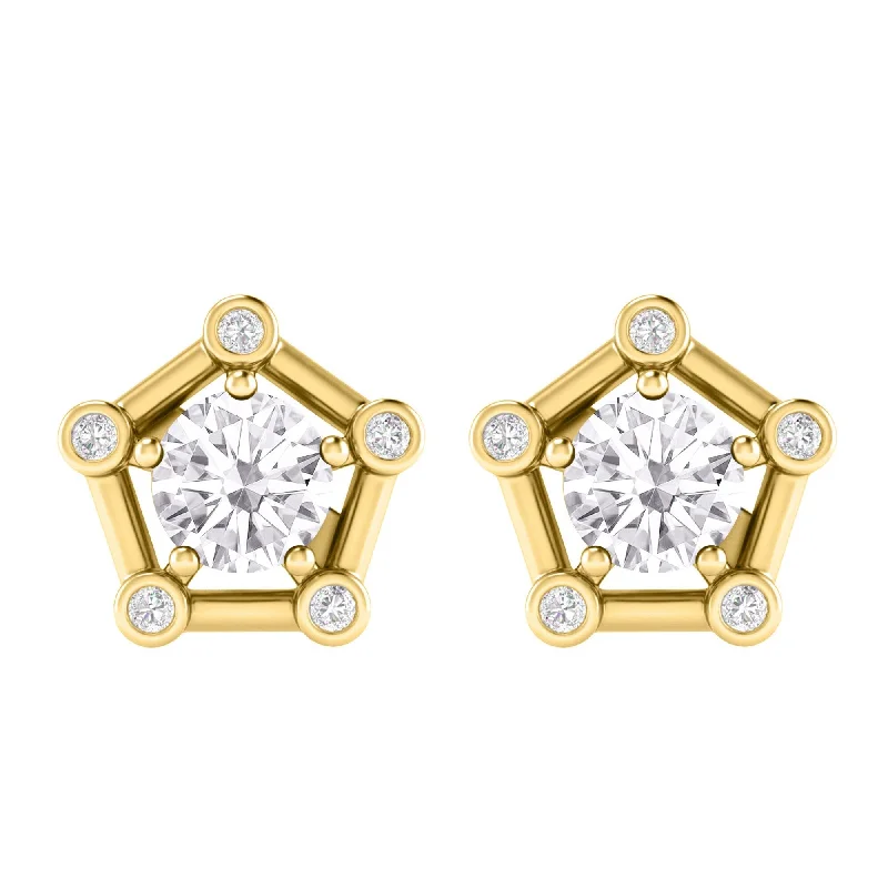 Rings with vintage-inspired rose-cut diamonds -Gold Over Sterling Silver with Moissanite and White Topaz Stud Earring