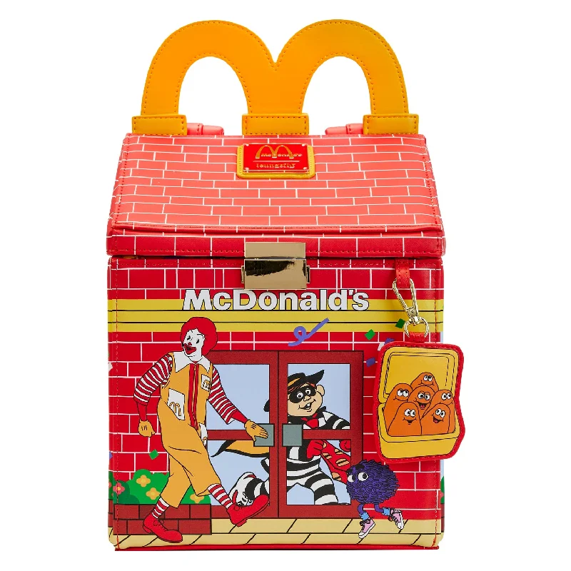 Travel backpack with built-in USB charging port -Loungefly McDonald's Happy Meal Mini Backpack