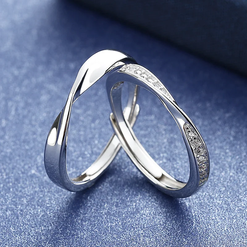 Rings with wave patterns for ocean vibes -Wholesale Mobius couple ring fashion 520 Valentine's Day ring female Net Red simple open ring Qixi gift