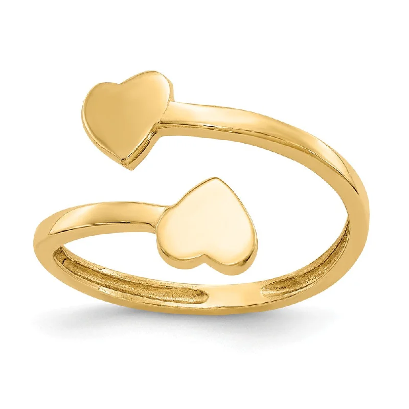 Gold rings with intricate celtic knot patterns -Twin Heart Adjustable Toe Ring in 14 Karat Gold