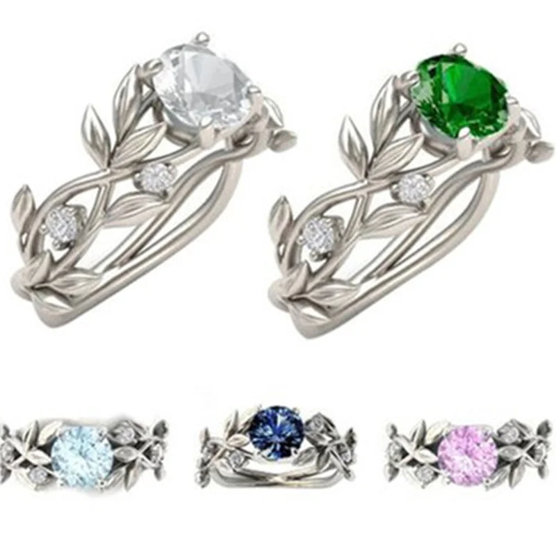 Rings with polished onyx for sleek contrast -Wholesale Alloy Olive Leaf Multicolor Diamond Ring