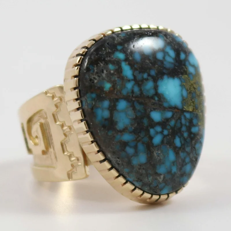 Handcrafted rings with raw emerald rough stones -Gold Candelaria Turquoise Ring