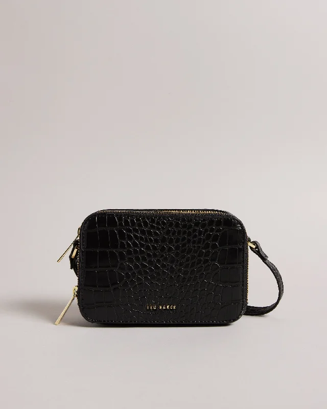 Stina Croc Effect Camera Bag Black