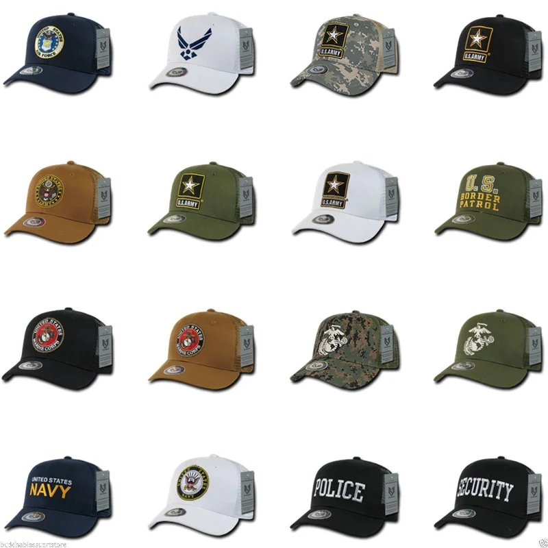 Soft cap for sensitive scalp comfort -1 Dozen Army Air Force Navy Marines Police Security Trucker Hats Caps Wholesale Lots