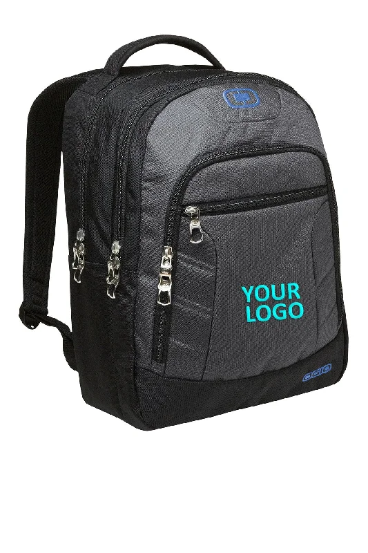 Compact daypack backpack for short weekend trips -OGIO Colton Customzied Backpacks, Diesel Grey/Electric Blue